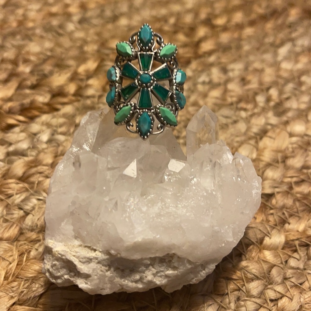 Silpada Turquoise Kaleidoscope VTG Silver Ring